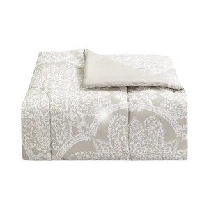Sunham Neutral Damask 8 Piece Comforter Set Queen Beige MSRP $100